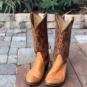 TONY LAMA FULL QUILL OSTRICH COWBOY BOOTS SIZE9